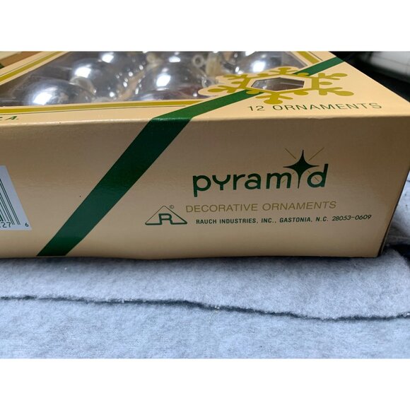 Vintage Pyramid Decorative Silver Glass Christmas Ornaments Set Of 24 - Picture 5 of 6